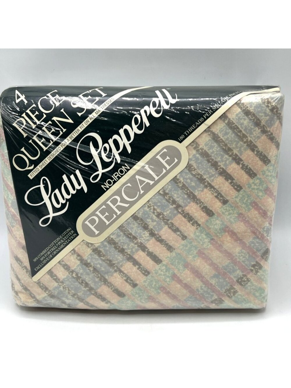 Lady Pepperell Queen Sheet Set Pastel Imprints Flat Fitted Pillowcases